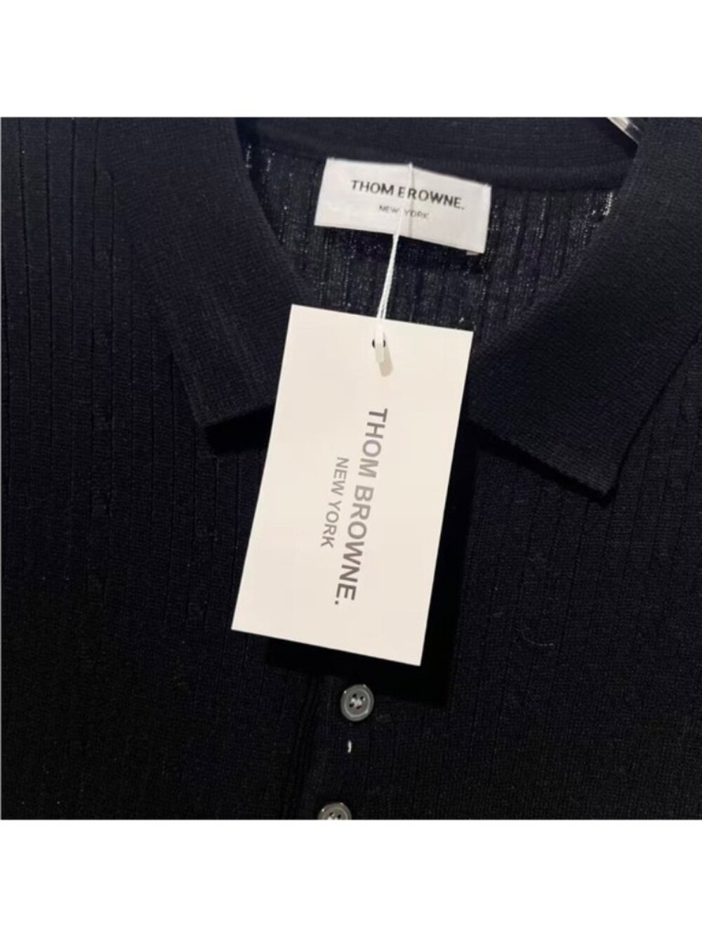 THOM BROWNE Four-Stripe Summer Knit Sweater for Men, Crew Neck, Short Sleeve - Picture 7 of 7